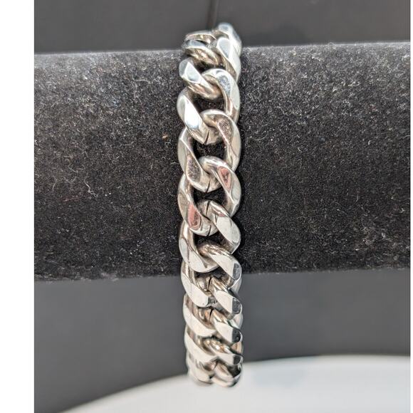 Vintage Stainless Steel 1/2" Wide 8.75" Long Curb Link Bracelet - Picture 1 of 6